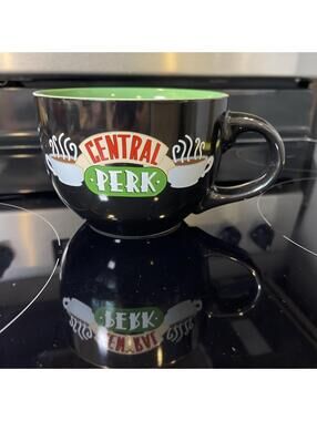 FRIENDS Central Perk Black Ceramic Mug Oversized for Coffee, Soup, 24 Ounces